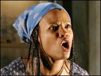 Marcia singing in The Good Woman of Setzuan